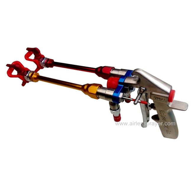 two components spray gun for external mix spraying